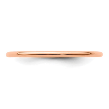 10K Rose Gold 10K 1.2mm Half Round Polished Stackable Band Size 7.5