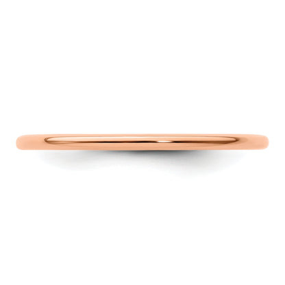10K Rose Gold 10K 1.2mm Half Round Polished Stackable Band Size 7.5