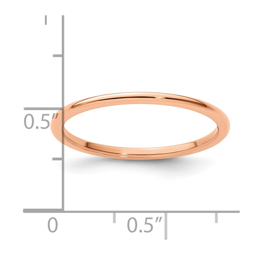 10K Rose Gold 10K 1.2mm Half Round Polished Stackable Band Size 9