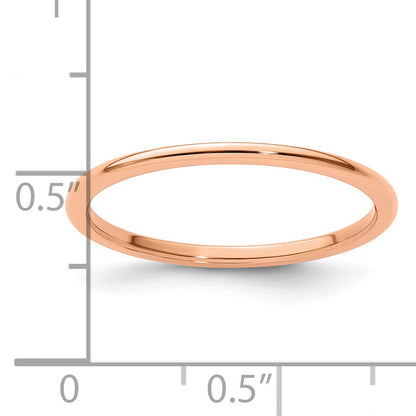 10K Rose Gold 10K 1.2mm Half Round Polished Stackable Band Size 9