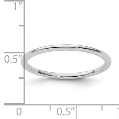 10K White Gold 10K 1.2mm Half Round Polished Stackable Band Size 6.5