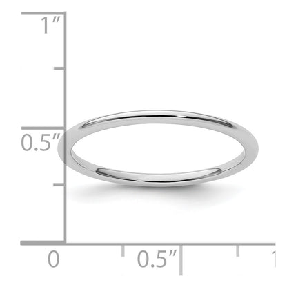 10K White Gold 10K 1.2mm Half Round Polished Stackable Band Size 7.5