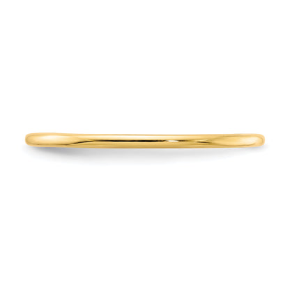 10K Yellow Gold 10K 1.2mm Half Round Polished Stackable Band Size 9.5