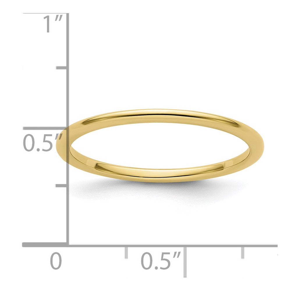 10K Yellow Gold 10K 1.2mm Half Round Polished Stackable Band Size 7.5