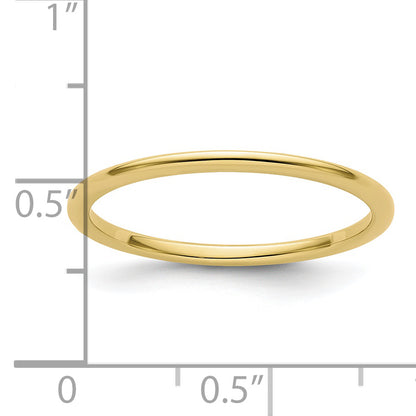10K Yellow Gold 10K 1.2mm Half Round Polished Stackable Band Size 9.5