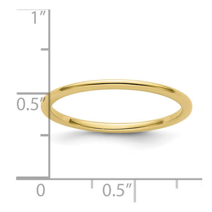 10K Yellow Gold 10K 1.2mm Half Round Polished Stackable Band Size 10
