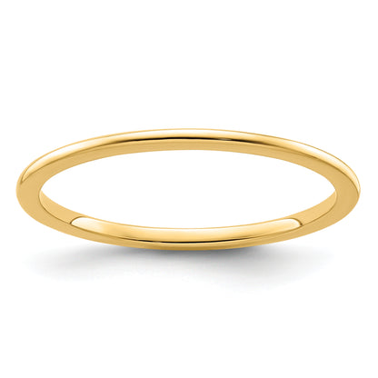 10K Yellow Gold 10K 1.2mm Half Round Polished Stackable Band Size 9.5