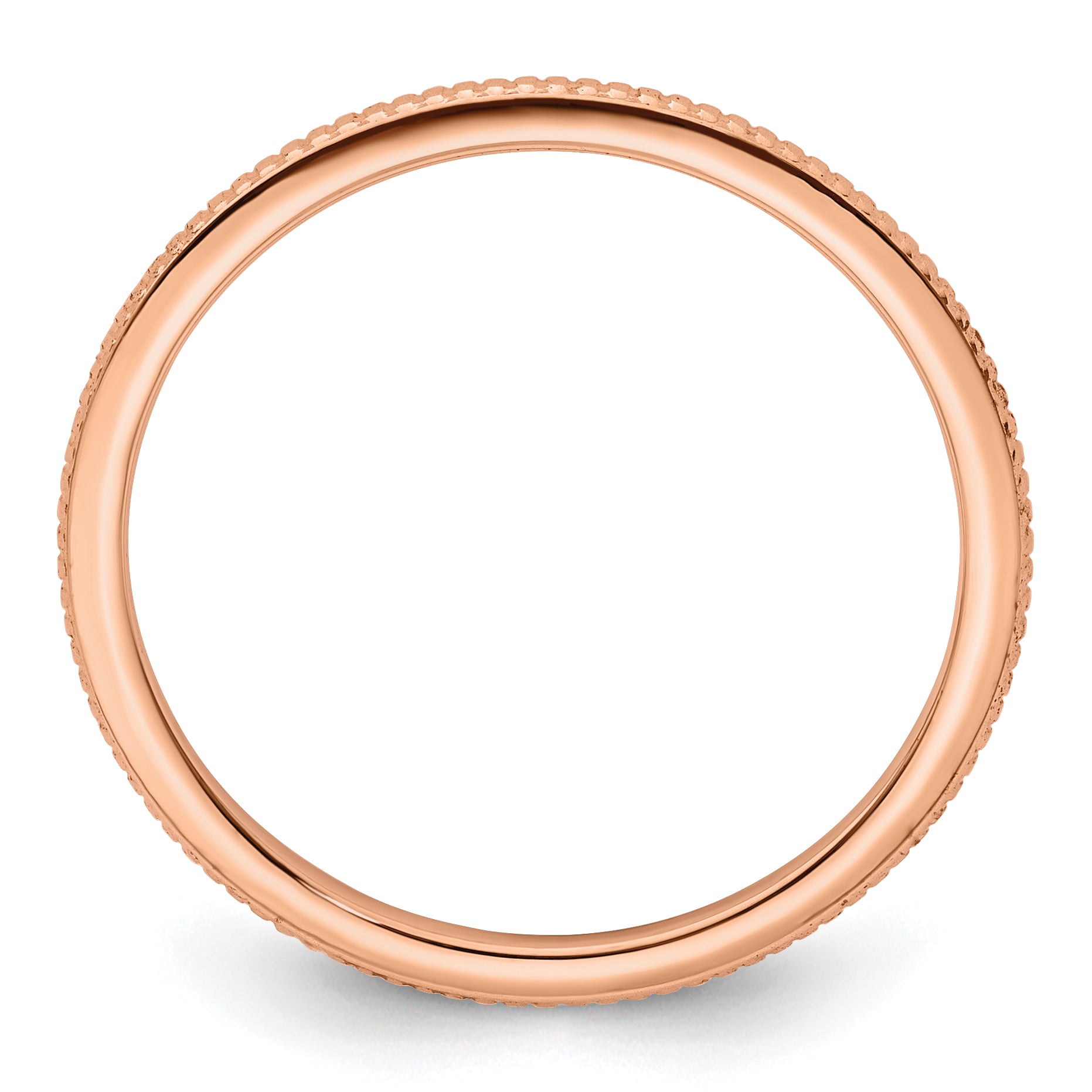 10K Rose Gold 10K 1.2mm Beaded Stackable Band Size 4.5