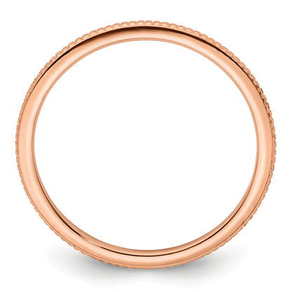 10K Rose Gold 10K 1.2mm Beaded Stackable Band Size 4.5