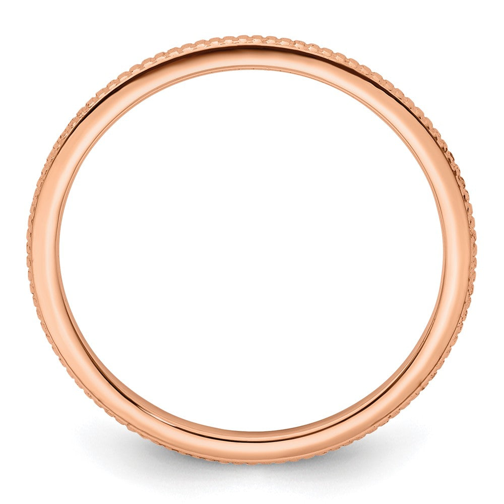 10K Rose Gold 10K 1.2mm Beaded Stackable Band Size 8.5