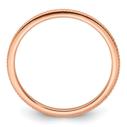 10K Rose Gold 10K 1.2mm Beaded Stackable Band Size 8.5