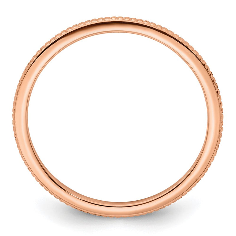 10K Rose Gold 10K 1.2mm Beaded Stackable Band Size 8.5