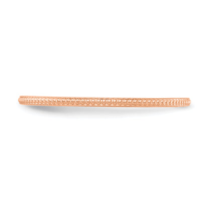 10K Rose Gold 10K 1.2mm Beaded Stackable Band Size 4.5