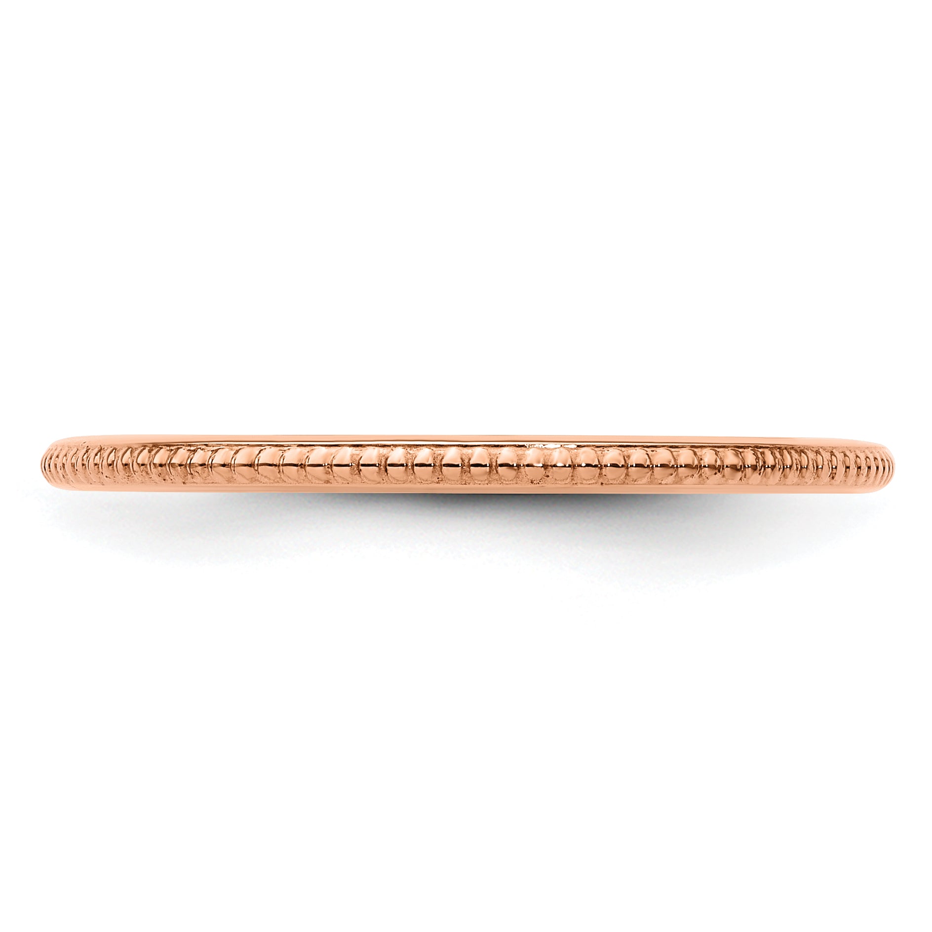 10K Rose Gold 10K 1.2mm Beaded Stackable Band Size 4.5
