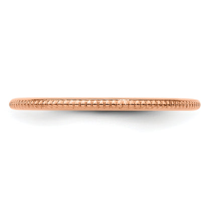 10K Rose Gold 10K 1.2mm Beaded Stackable Band Size 4.5