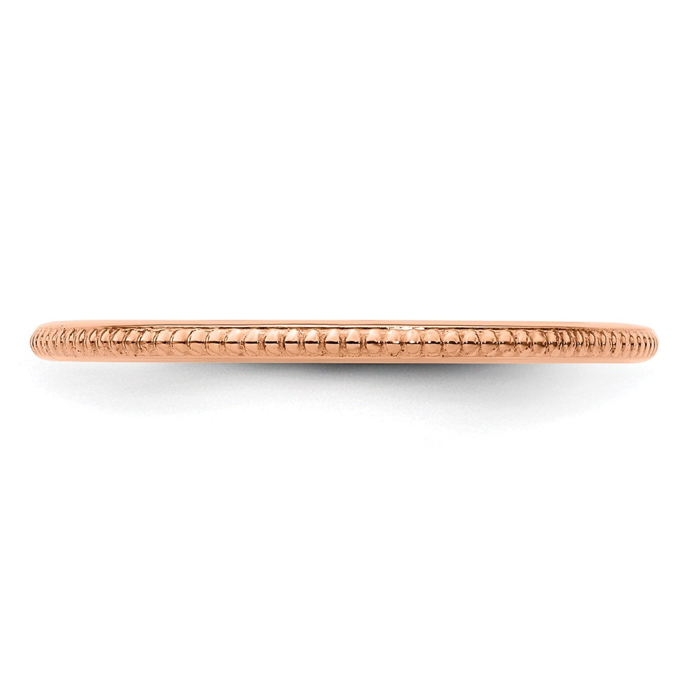 10K Rose Gold 10K 1.2mm Beaded Stackable Band Size 6.5