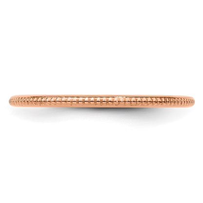 10K Rose Gold 10K 1.2mm Beaded Stackable Band Size 6.5