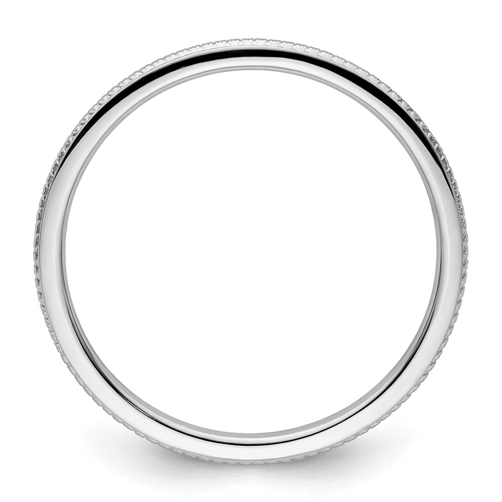 10K White Gold 10K 1.2mm Beaded Stackable Band Size 7.5