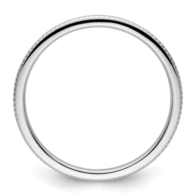 10K White Gold 10K 1.2mm Beaded Stackable Band Size 5.5