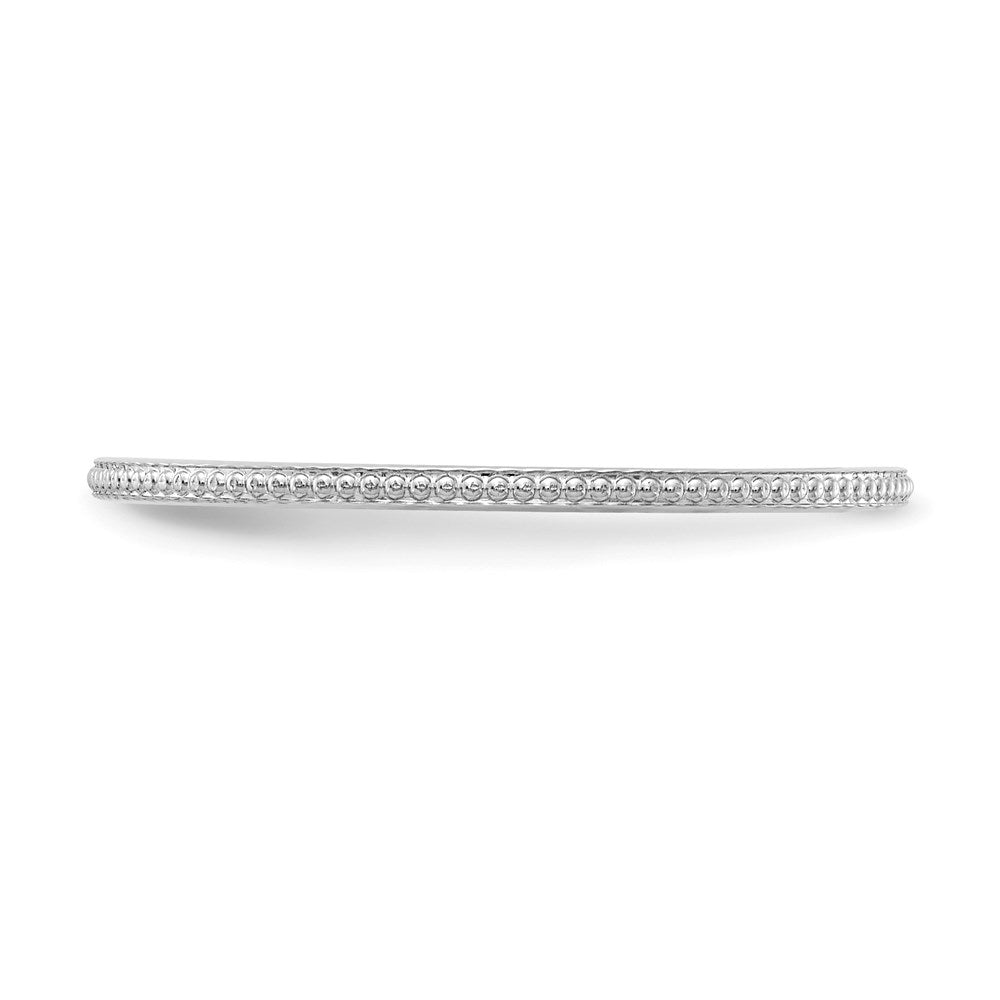 10K White Gold 10K 1.2mm Beaded Stackable Band Size 7.5