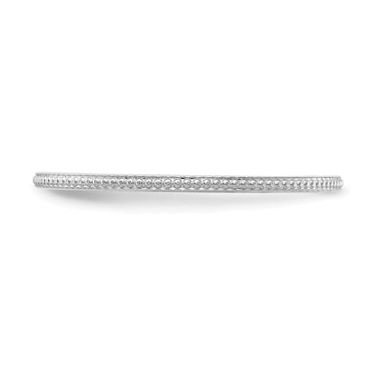 10K White Gold 10K 1.2mm Beaded Stackable Band Size 9.5