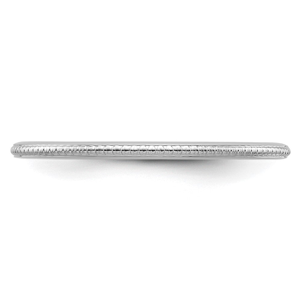 10K White Gold 10K 1.2mm Beaded Stackable Band Size 8.5
