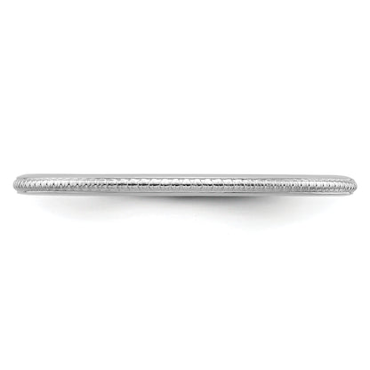 10K White Gold 10K 1.2mm Beaded Stackable Band Size 9.5