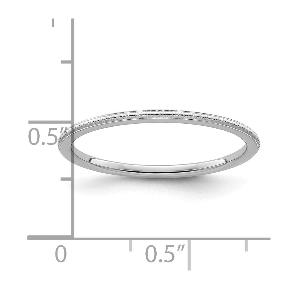 10K White Gold 10K 1.2mm Beaded Stackable Band Size 7.5