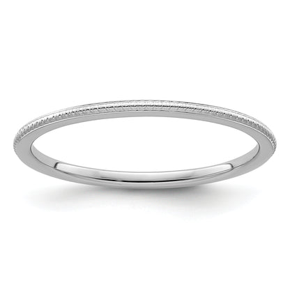 10K White Gold 10K 1.2mm Beaded Stackable Band Size 5.5