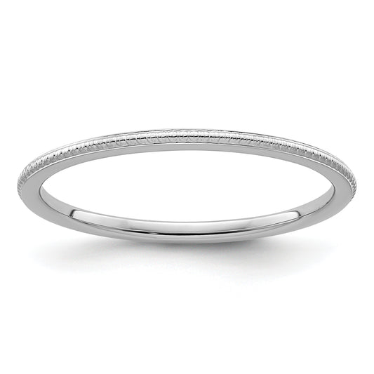 10K White Gold 10K 1.2mm Beaded Stackable Band Size 5.5