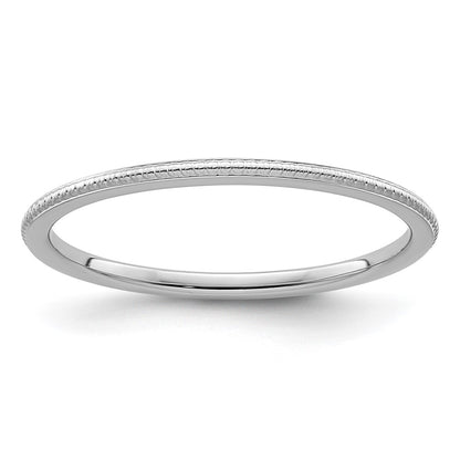 10K White Gold 10K 1.2mm Beaded Stackable Band Size 7.5
