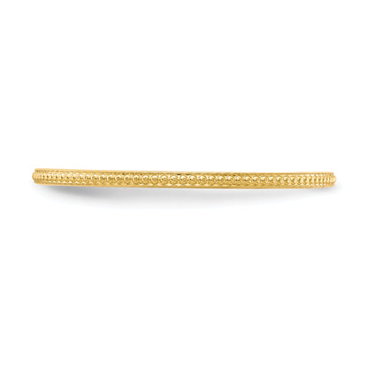 10K Yellow Gold 10K 1.2mm Beaded Stackable Band Size 7.5