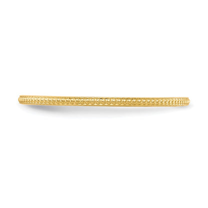 10K Yellow Gold 10K 1.2mm Beaded Stackable Band Size 5