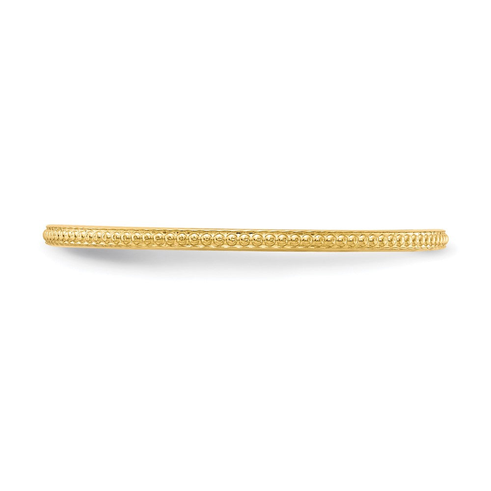 10K Yellow Gold 10K 1.2mm Beaded Stackable Band Size 9
