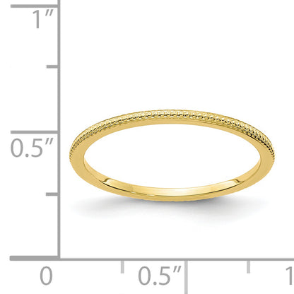 10K Yellow Gold 10K 1.2mm Beaded Stackable Band Size 7.5