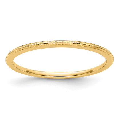 10K Yellow Gold 10K 1.2mm Beaded Stackable Band Size 9