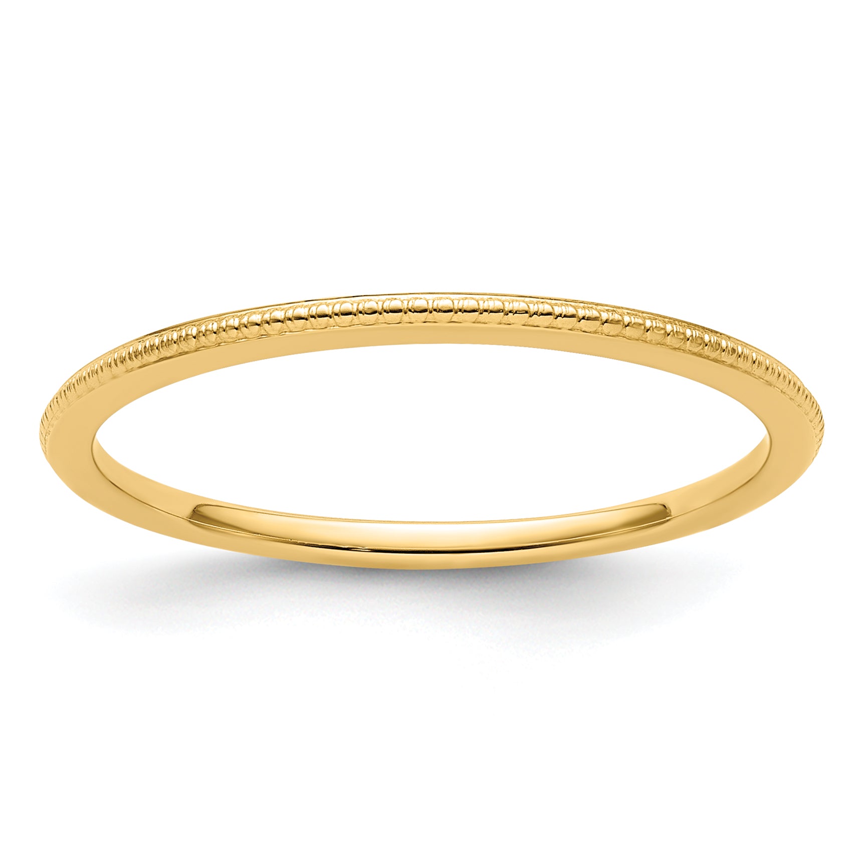 10K Yellow Gold 10K 1.2mm Beaded Stackable Band Size 7.5