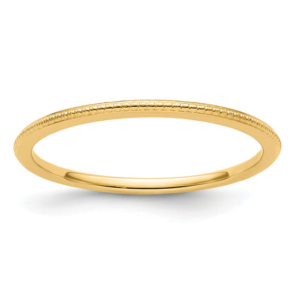 10K Yellow Gold 10K 1.2mm Beaded Stackable Band Size 7.5