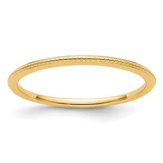 10K Yellow Gold 10K 1.2mm Beaded Stackable Band Size 7.5