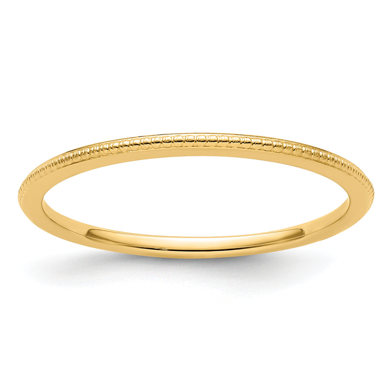 10K Yellow Gold 10K 1.2mm Beaded Stackable Band Size 9.5