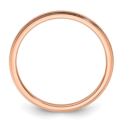 10K Rose Gold 10K 1.2mm Milgrain Stackable Band Size 4.5