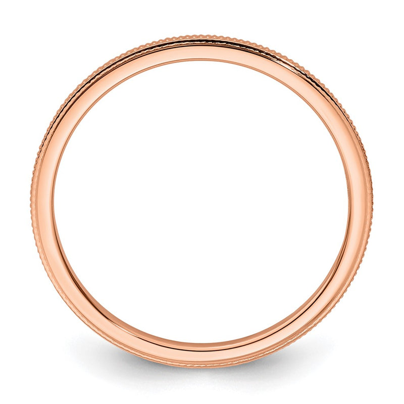 10K Rose Gold 10K 1.2mm Milgrain Stackable Band Size 6