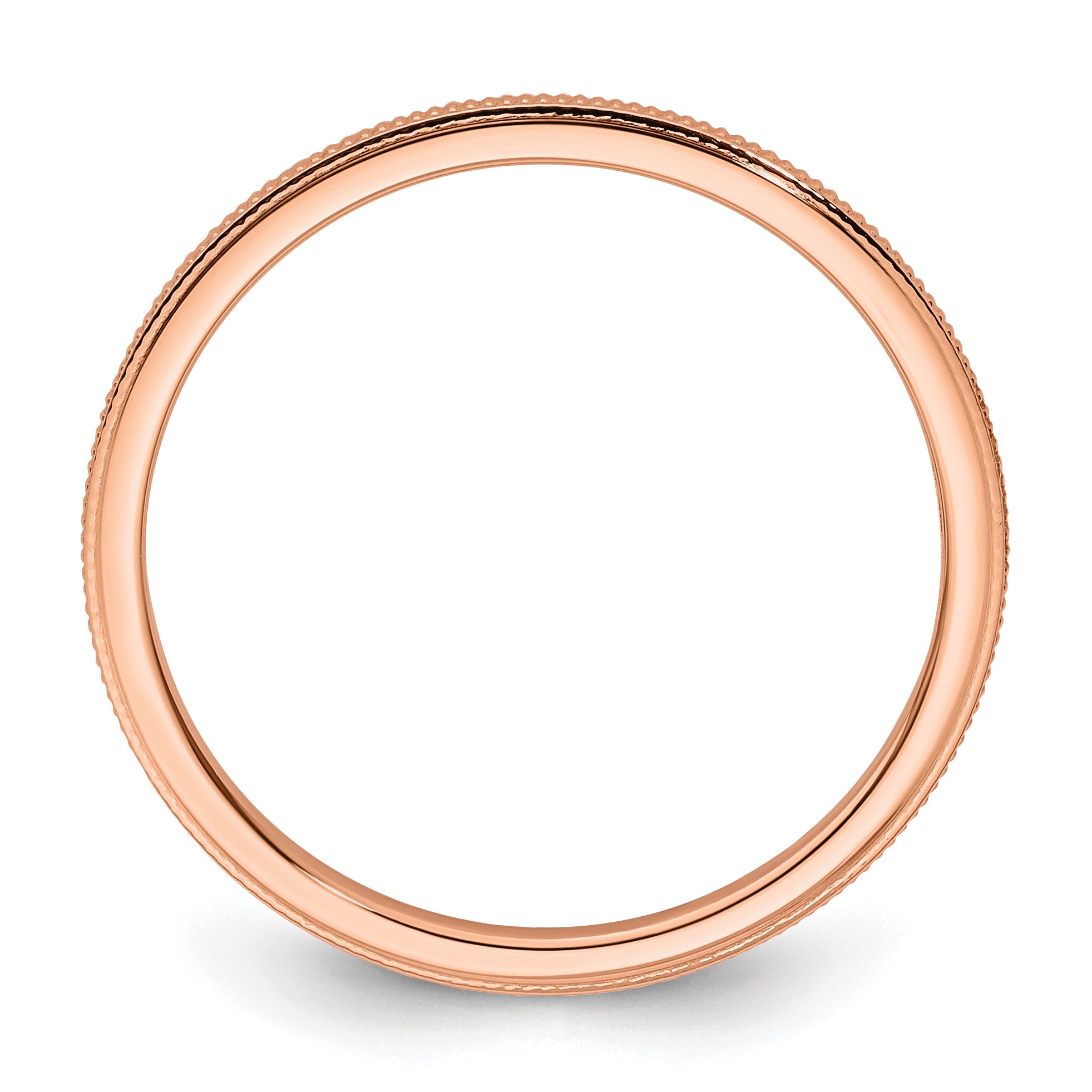 10K Rose Gold 10K 1.2mm Milgrain Stackable Band Size 6