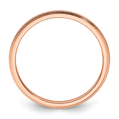 10K Rose Gold 10K 1.2mm Milgrain Stackable Band Size 6