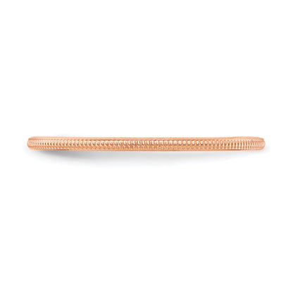 10K Rose Gold 10K 1.2mm Milgrain Stackable Band Size 10