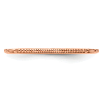10K Rose Gold 10K 1.2mm Milgrain Stackable Band Size 7.5