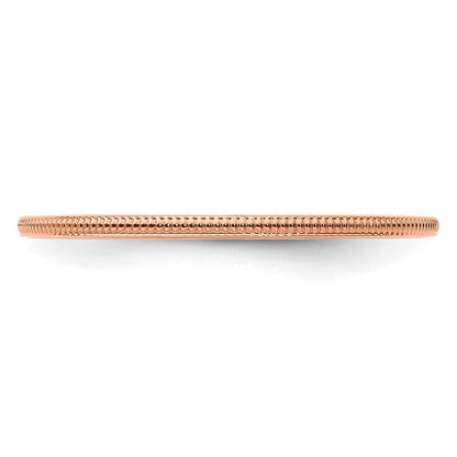 10K Rose Gold 10K 1.2mm Milgrain Stackable Band Size 7