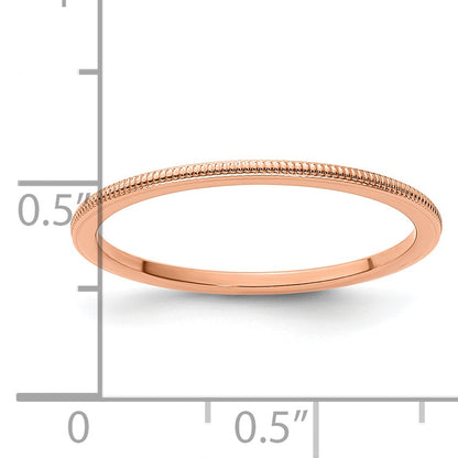 10K Rose Gold 10K 1.2mm Milgrain Stackable Band Size 7.5