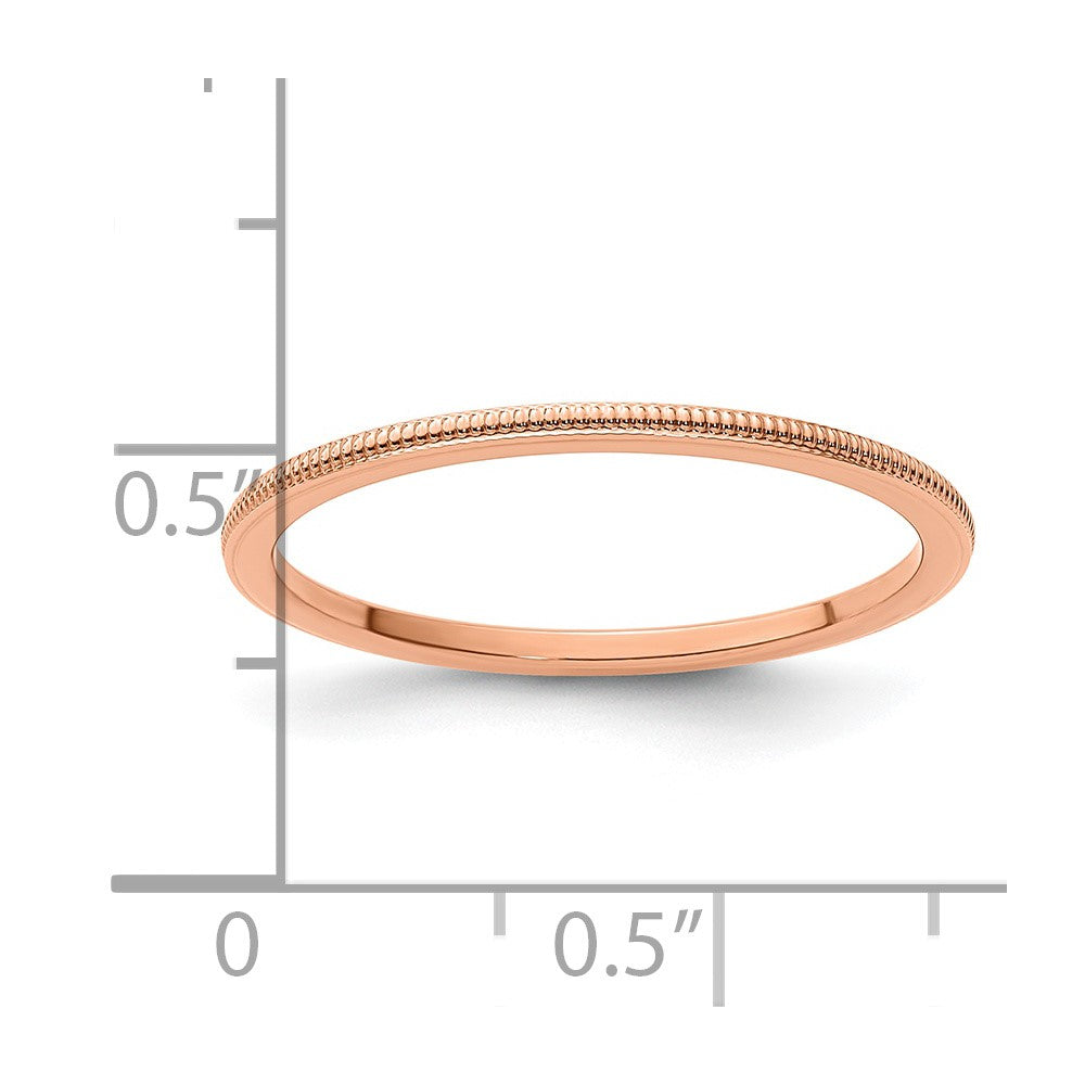 10K Rose Gold 10K 1.2mm Milgrain Stackable Band Size 9