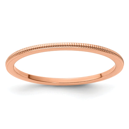 10K Rose Gold 10K 1.2mm Milgrain Stackable Band Size 7.5